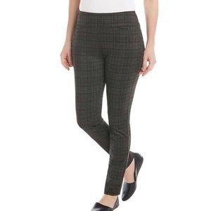 NWoT Dalia Women's Tummy Control Pull On Ponte Pants Plaid Size M $80 EE077